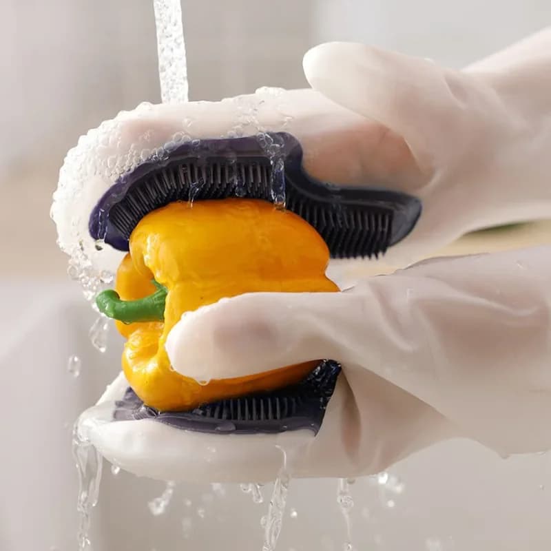 Guanti per lavare i piatti magici in silicone due in uno Guanti per lavare i piatti di vendita caldi con guanti in silicone per spazzola per capelli