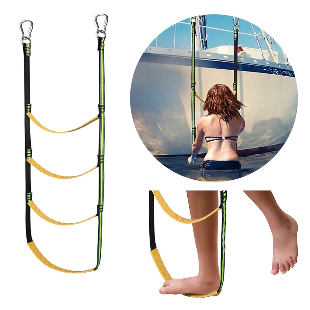 Water Ladder Removable Marine Rope Ladder Foldable Assist Boarding Outdoor Climbing Rope Ladder for Fishing Boarding Swim