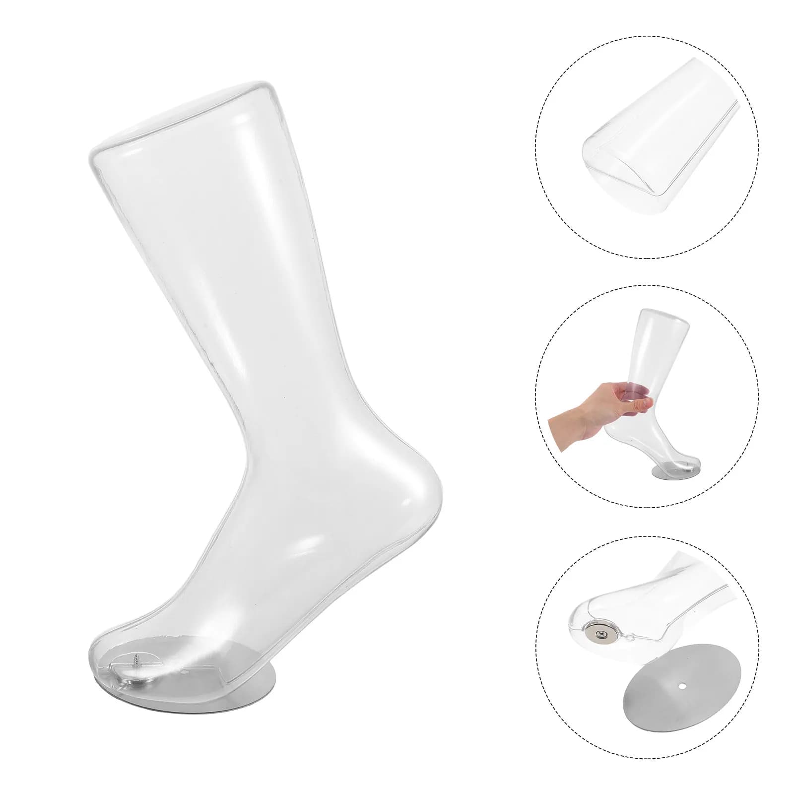 Transparent Female Foot Mannequin Magnetic Stable Sock Display Realistic Plastic Foot Jewelry Shoe Ankle Chain Display Stand