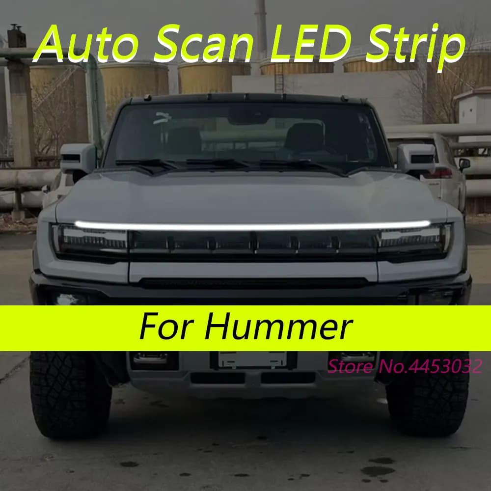 DRL Auto Scan Avviamento Strisce LED Per GMC Hummer 2022-2025 Auto Cofano Luce Fari Flessibili Luce di Benvenuto 59 Pollici