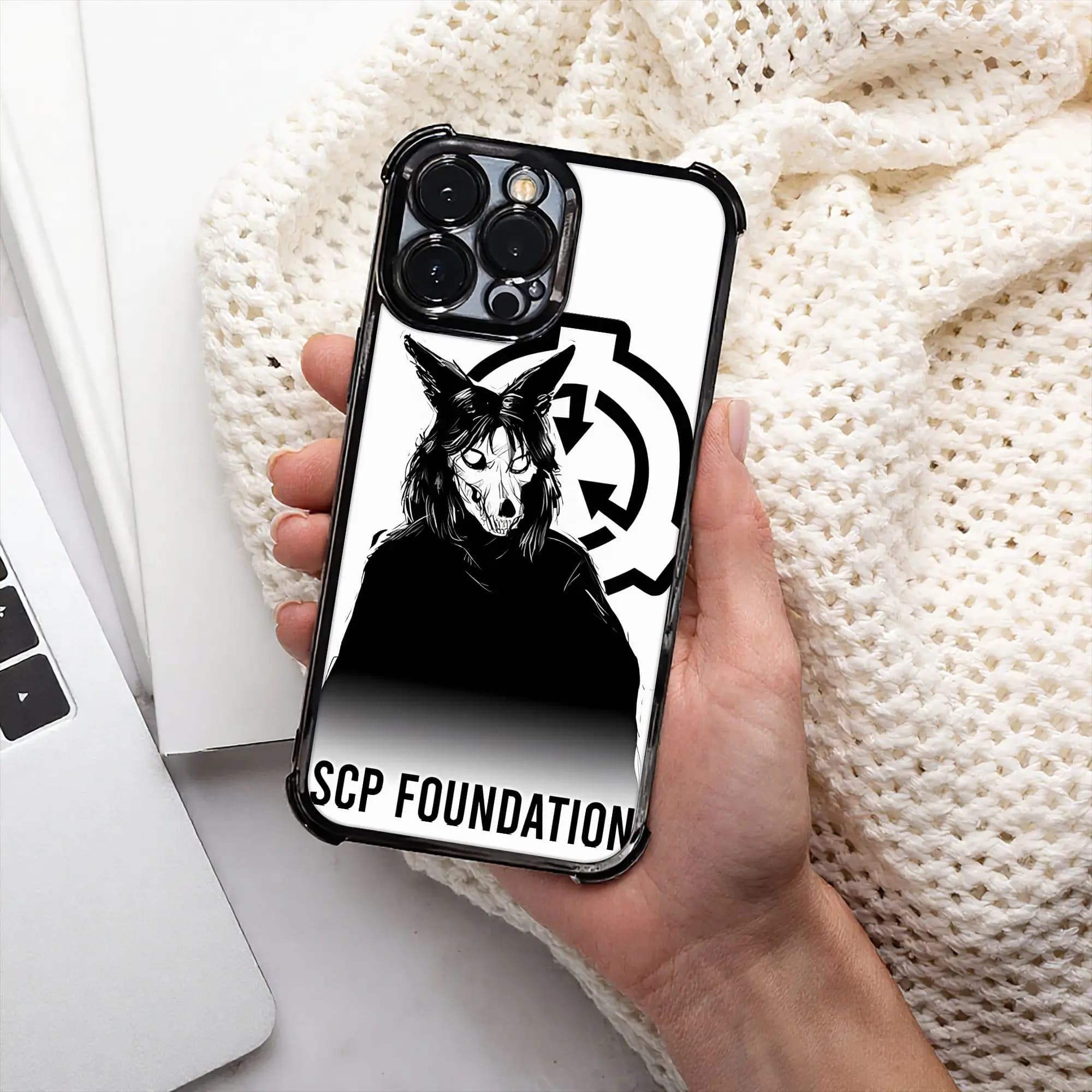 Cover per telefono con teschio di lupo MalO, processo di galvanizzazione SCP Foundation, per vari modelli di iPhone