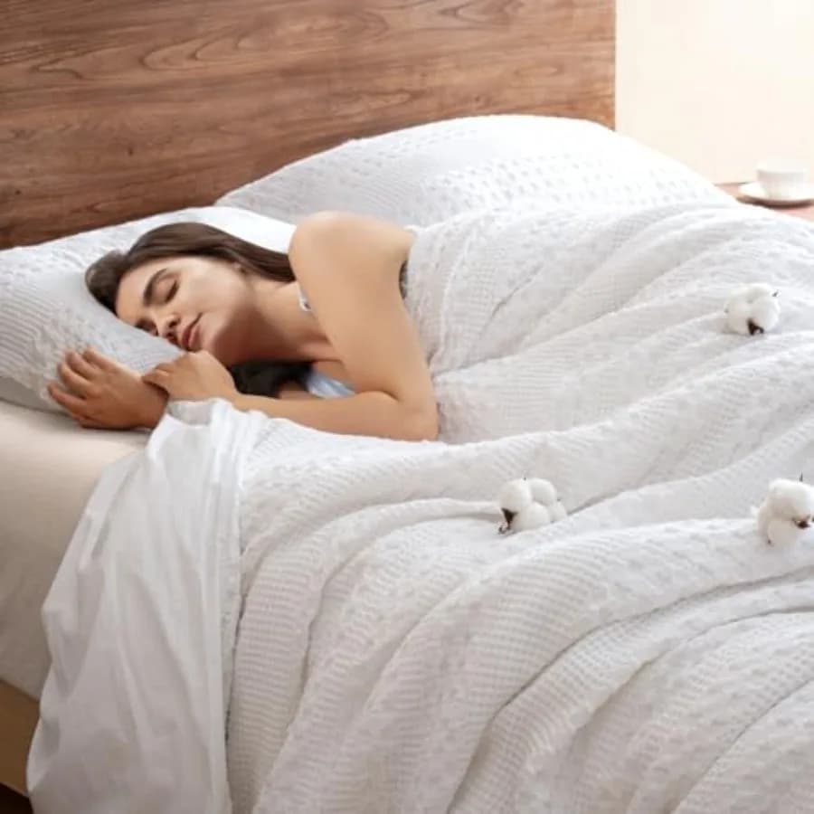 Copripiumino in Cotone 100% a Nido d'Ape, Set Copripiumino Morbido e Traspirante per Tutte le Stagioni, Design Lussuoso con Tessitura Testurizzata