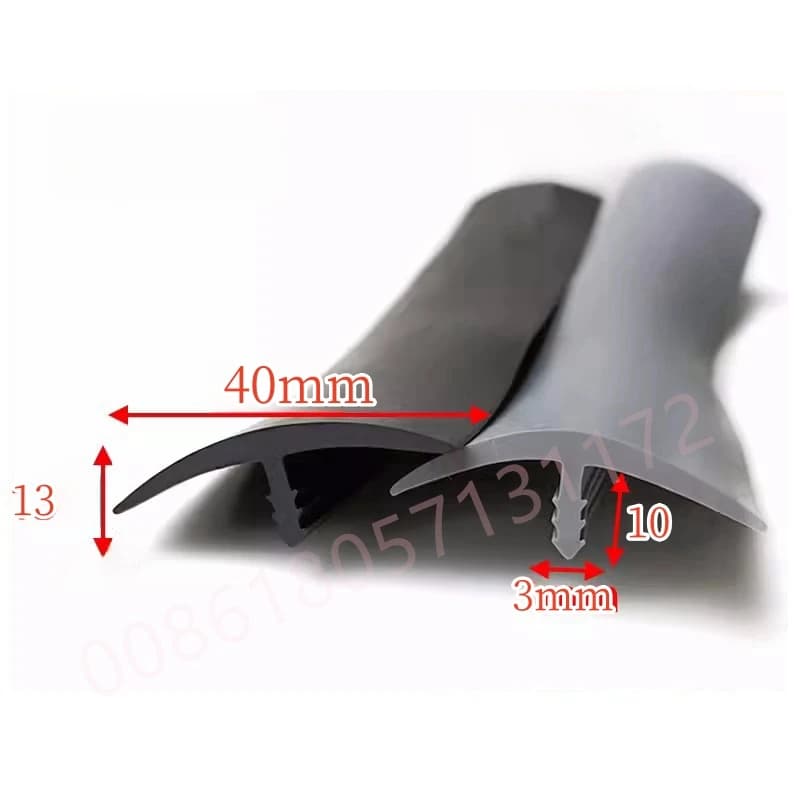 Striscia di tenuta in gomma con striscia a T per vetro, metallo, legno, pannelli solari, porte, finestre, automobili, macchine, guarnizioni, 40x13 mm Nero Grigio
