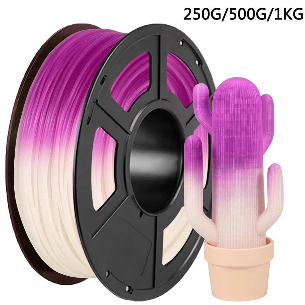 Filamento per stampante 3D PLA da 250g 1Kg 1.75mm, cambia colore con luce UV o solare da bianco a viola, filamento PLA per stampa 3D, confezione sottovuoto