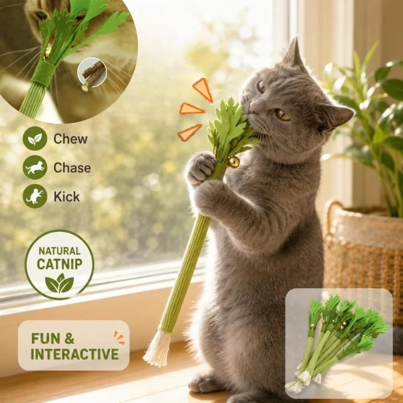 3/5PCS Interactive Cat Chew Toy Catnip Molar Stick Bite Squeaky Toy for Teeth Cleaning Self Playing Indoor Cat Supplies