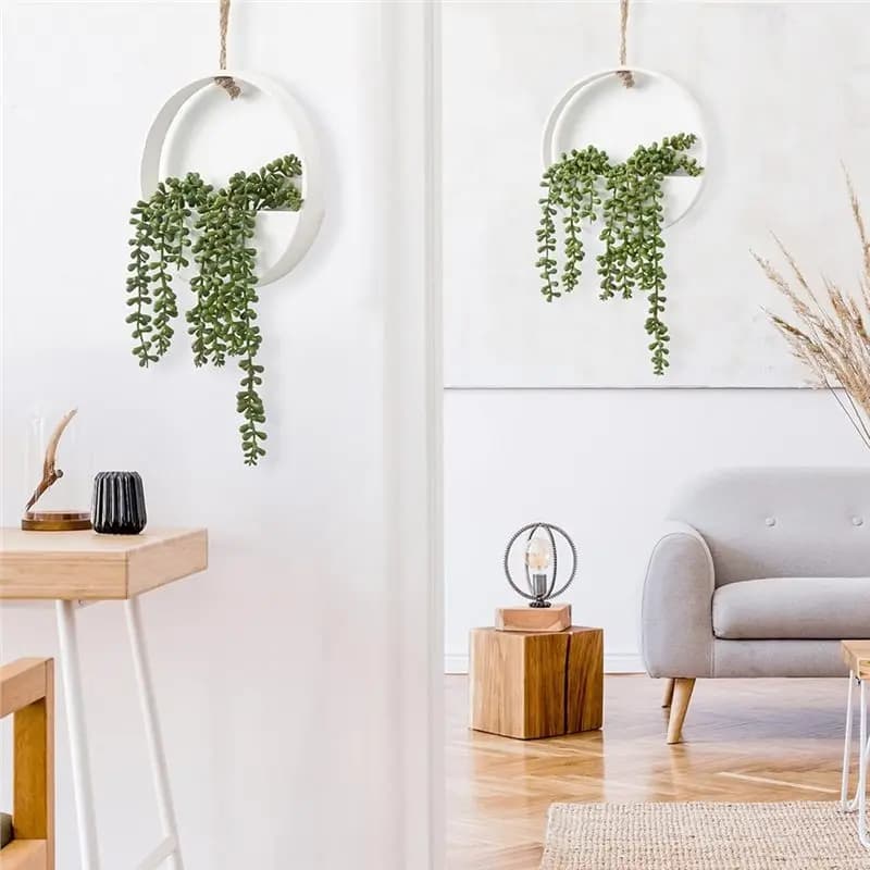 Decorazione da parete, 2 pezzi di piante artificiali appese, finte piante di perle in vaso per interni ed esterni, per soggiorno e casa