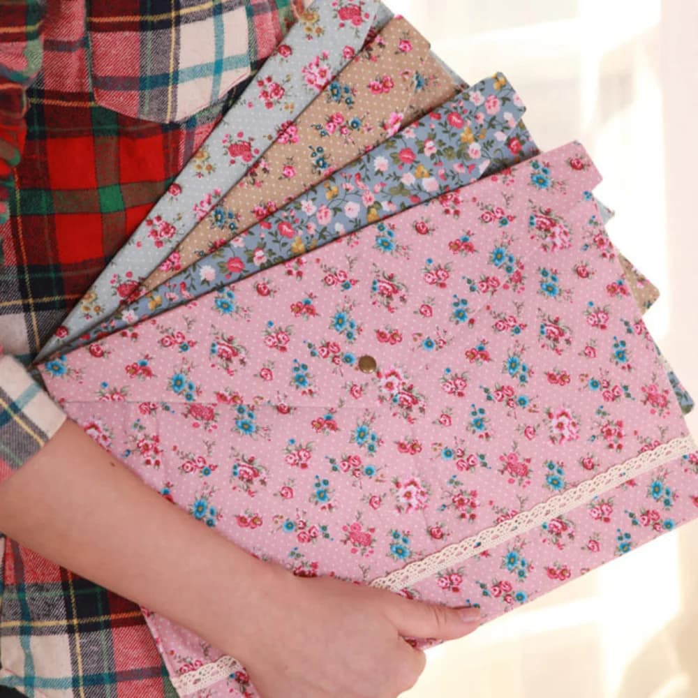 Borsa per documenti floreale morbida a4 Archiviazione dati portatile Cartella con bottoni elegante Busta impermeabile di grande capacità Organizzatore di file Studenti