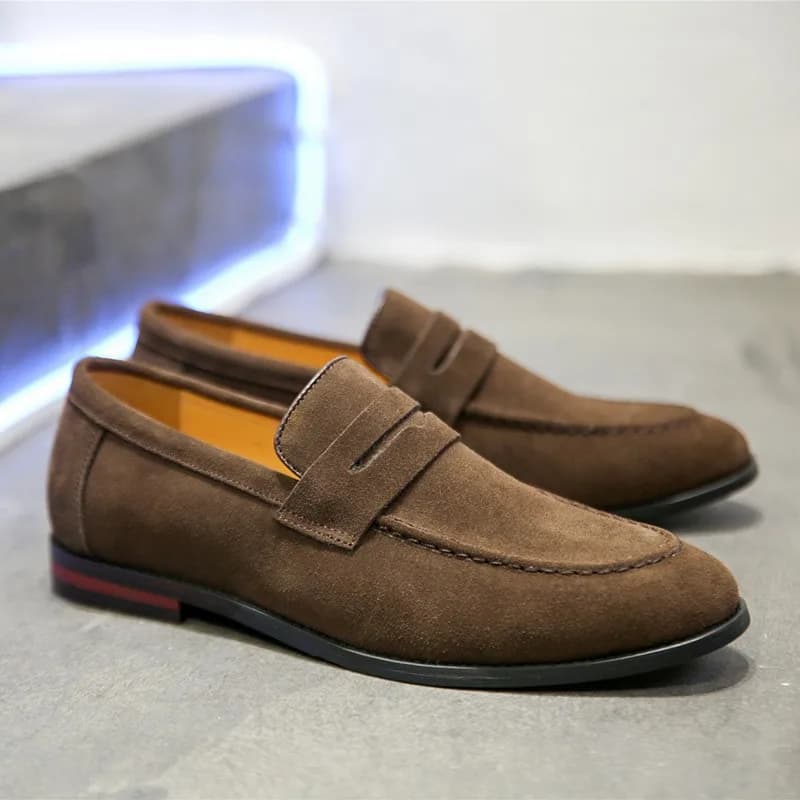 Mocassini da Uomo Casual in Vera Pelle Scamosciata, Comodi e Leggeri, Slip-on, per Guida, Feste e Matrimoni, Modello 2026