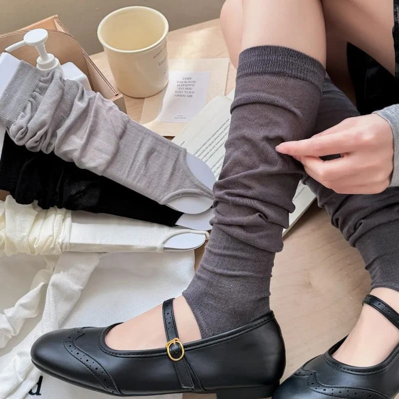 Coprigambe Sottili Stile Balletto con Design a Clip sul Palmo, in Rete Traspirante, per Valorizzare la Forma delle Gambe, Accessorio di Moda