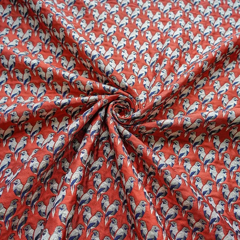 Tessuto jacquard tinto in filo Stampa uccello vintage Primavera Autunno Abito svasato da donna Gonna a sbuffo Ricamo floreale Bouquet Design