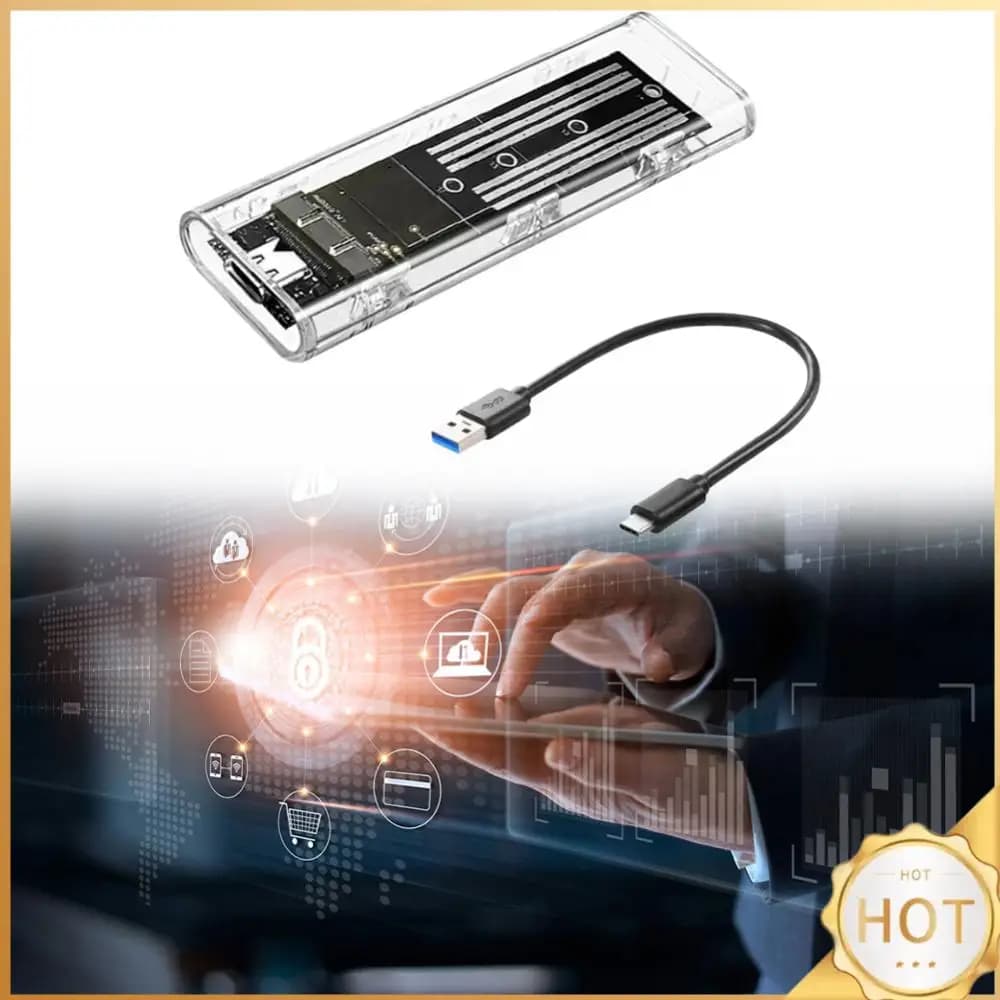 Case esterno trasparente USB 3.1 Type-C per SSD M.2 NGFF SATA 10Gbps, custodia per disco rigido SSD compatibile con 2230 2242 2260 2280