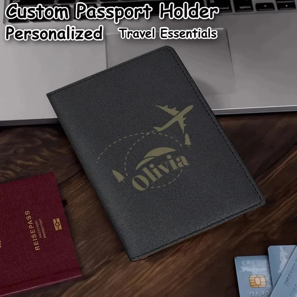 Customized Airplane Pattern PU Passport Holder, Slim Portable Travel Essential, Must-Have Accessory For Cruise Trips