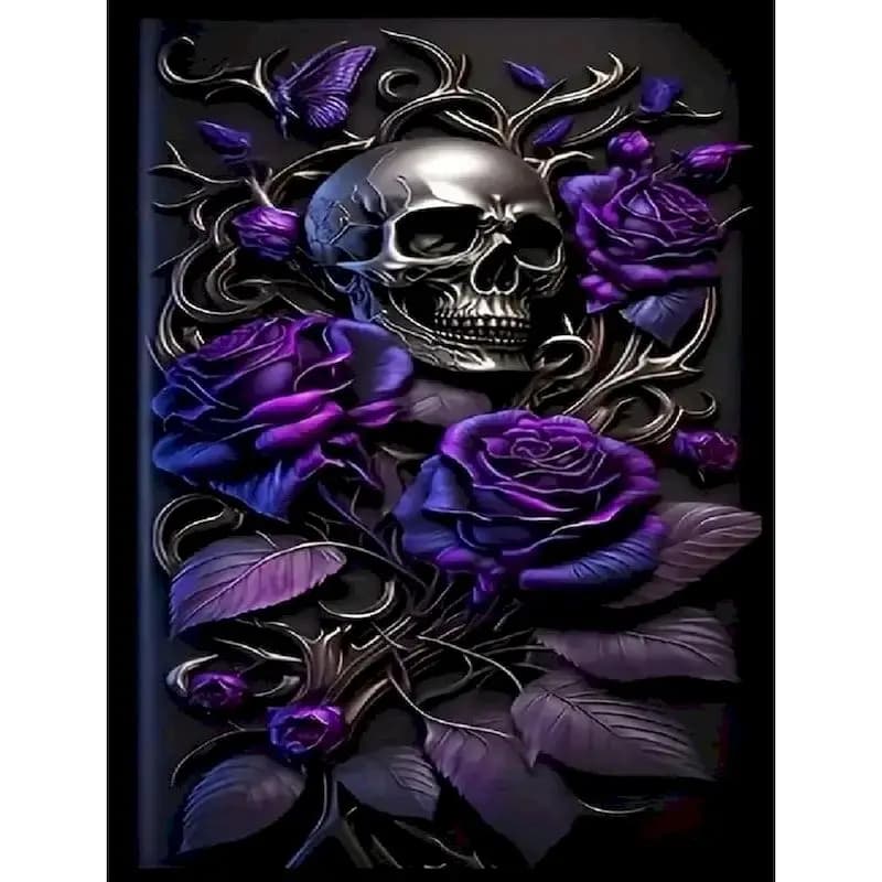 RUOPOTY Fiore Teschio Pittura Diamante Ricamo Arte Artigianato Halloween Pittura Kit artigianale Diamante Mosaico Decorazioni per la casa