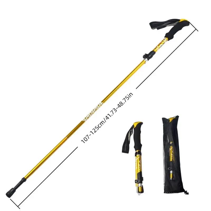 Foldable outdoor hiking stick with 5 sections 1 piece, portable camping hiking stick for Nordic elderly, telescopic, easy to wear in the bag