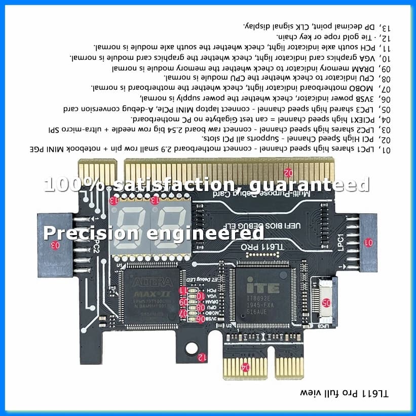 Scheda Diagnostica TL611 PRO PCIe per Schede Madri Desktop e Laptop (Nero)-A49I