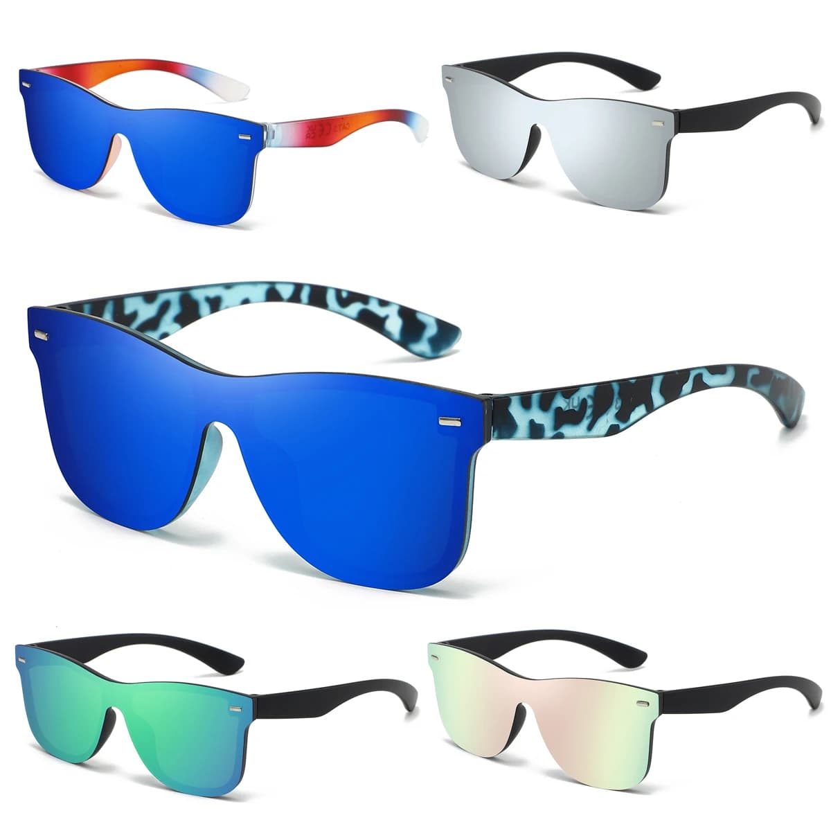 Uomo Donna Occhiali da sole quadrati Over Size Outdoor Bicicletta da strada Occhiali antivento Guida Escursionismo Campeggio Tonalità classiche UV400