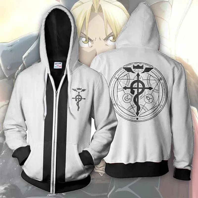 2025 New Cosplay Fullmetal Alchemist Edward Elric's Autumn Zipper Jacket Hoodie Coat Anime Cosplay Sweatshirts Tracksuits Tops C
