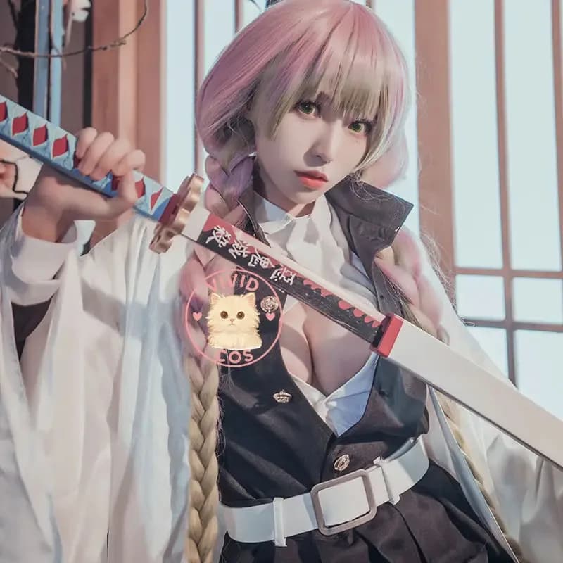 Demon Slayer Anime Kanroji Mitsuri Costume Cosplay per le donne Parrucca uniforme popolare Kisatsutai per adulti A;2, C'4, H.