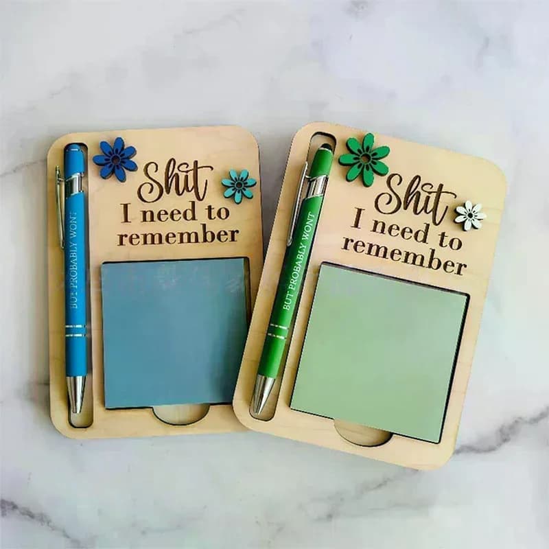 Porta Blocco Note Adesive 'Le Cose che Ho Bisogno di Ricordare', Organizzatore Divertente in Legno per Memo, Piccolo Porta Blocco Note Adesive per Promemoria