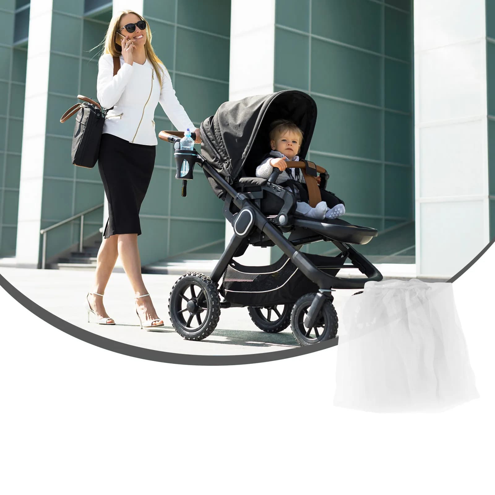 Set di 3 Reti Protettive Traspiranti ed Elastiche per Passeggino, Copertura Completa in Rete per Viaggi e Campeggio con Bambini