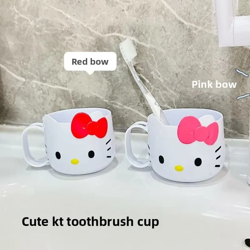 Simpatico cartone animato HelloKitty collutorio tazza design creativo tazza spazzola con manico Dormitorio domestico tazza da toilette per bambini Regalo di festa