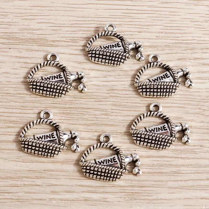 20 Pezzi Ciondoli a Forma di Bottiglia di Vino in Lega 19x15mm per Creazione di Gioielli, Collane, Orecchini, Bracciali, Forniture per Artigianato Fai-da-Te
