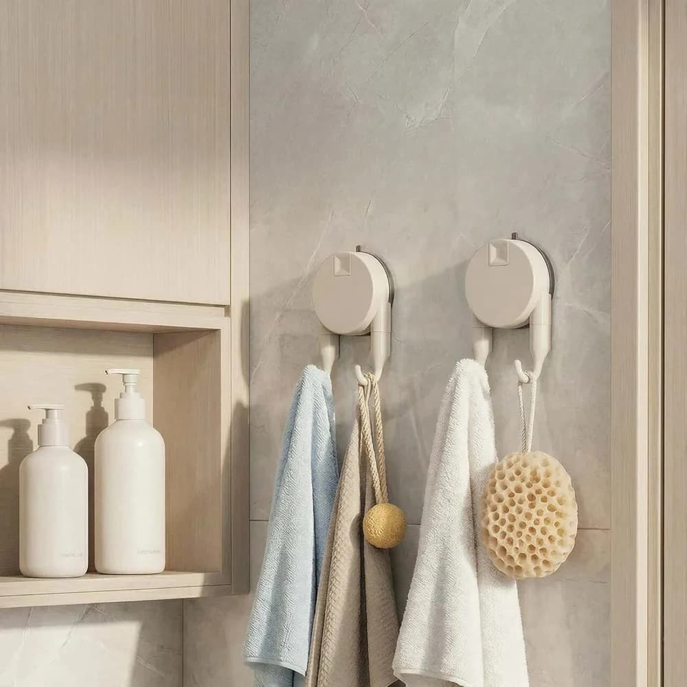 2pcs Multi-functional Suspended Suction Cup Hook Requires No Drilling Features Dual Hooks Behind The Bathroom/kitchen Door For H