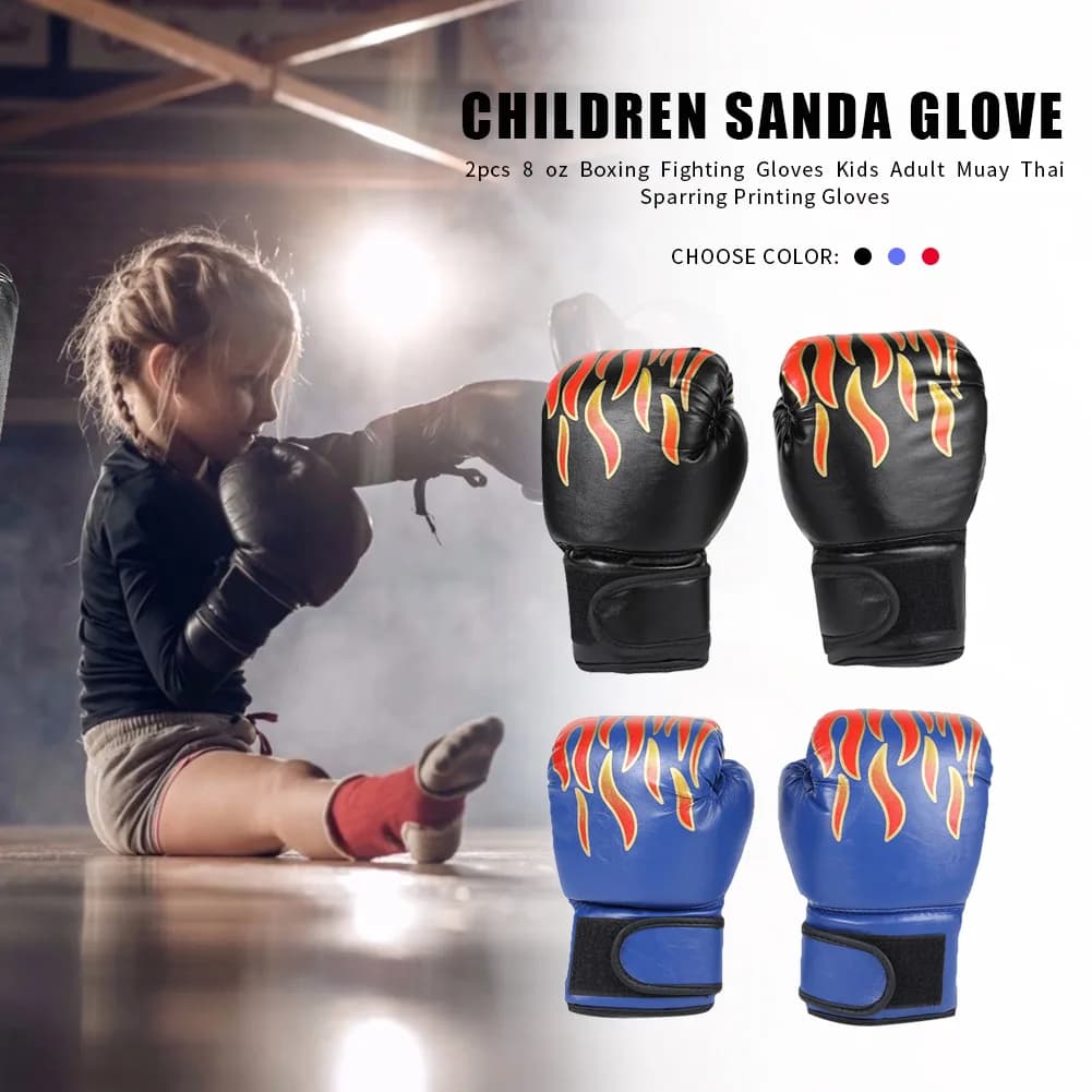 PU Leather Boxing Gloves, MMA Fighting Gloves, Kickboxing Thai Professional Kids Training Gloves