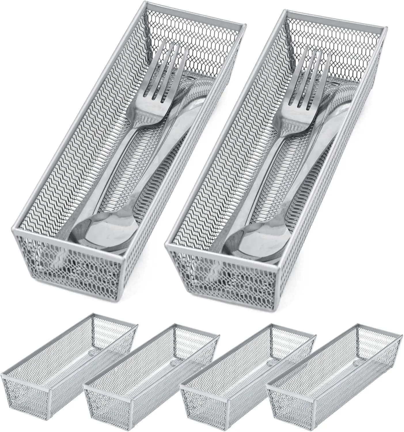 Organizzatore per posate, organizer a rete per cassetti da cucina, organizer in metallo per utensili, coltelli