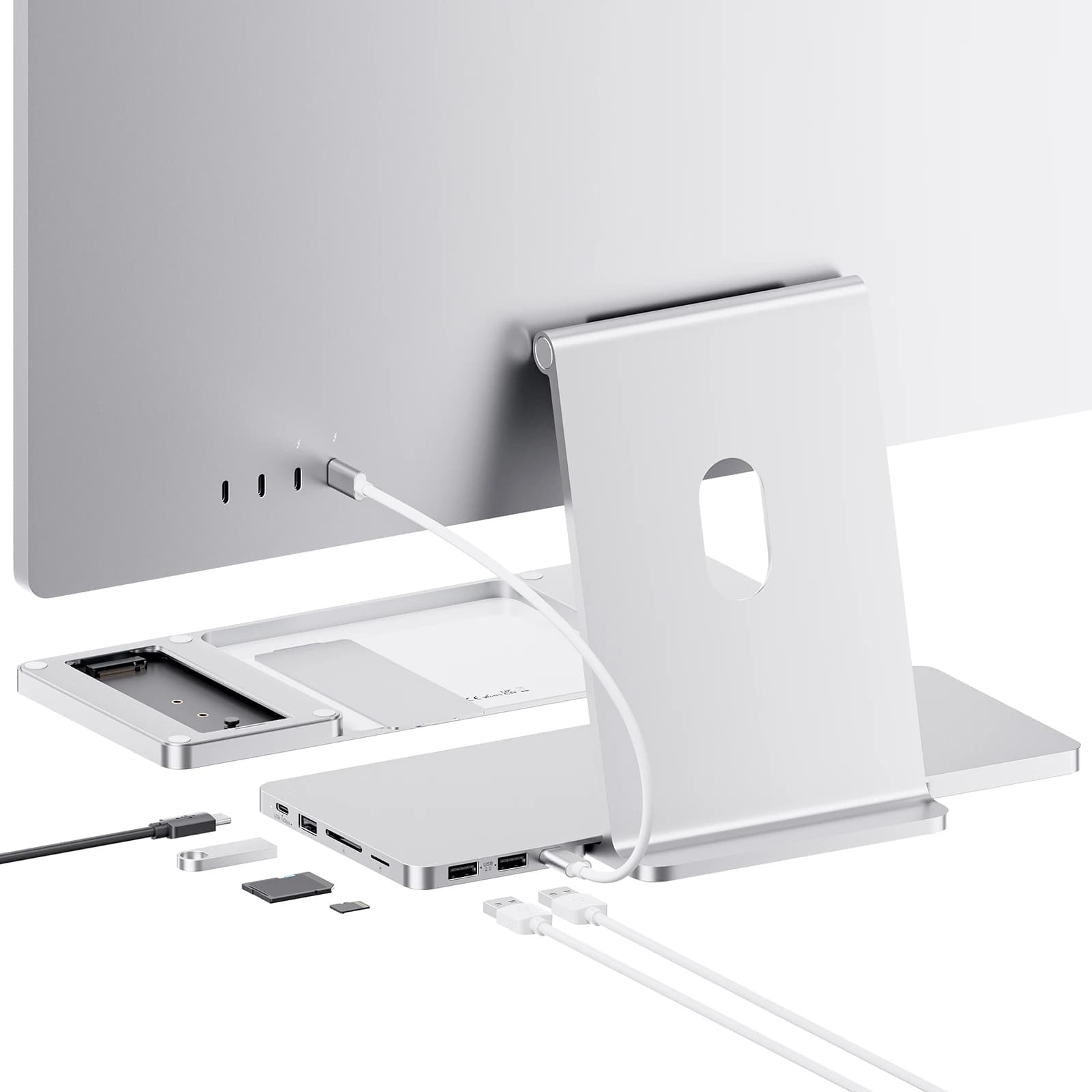 Hub USB C PULWTOP per iMac con USB A/C 3.2 10Gbps, 2 USB A 2.0, SD/TF, M.2 SSD (SSD non incluso) per iMac 24 pollici 2021 2023 2024