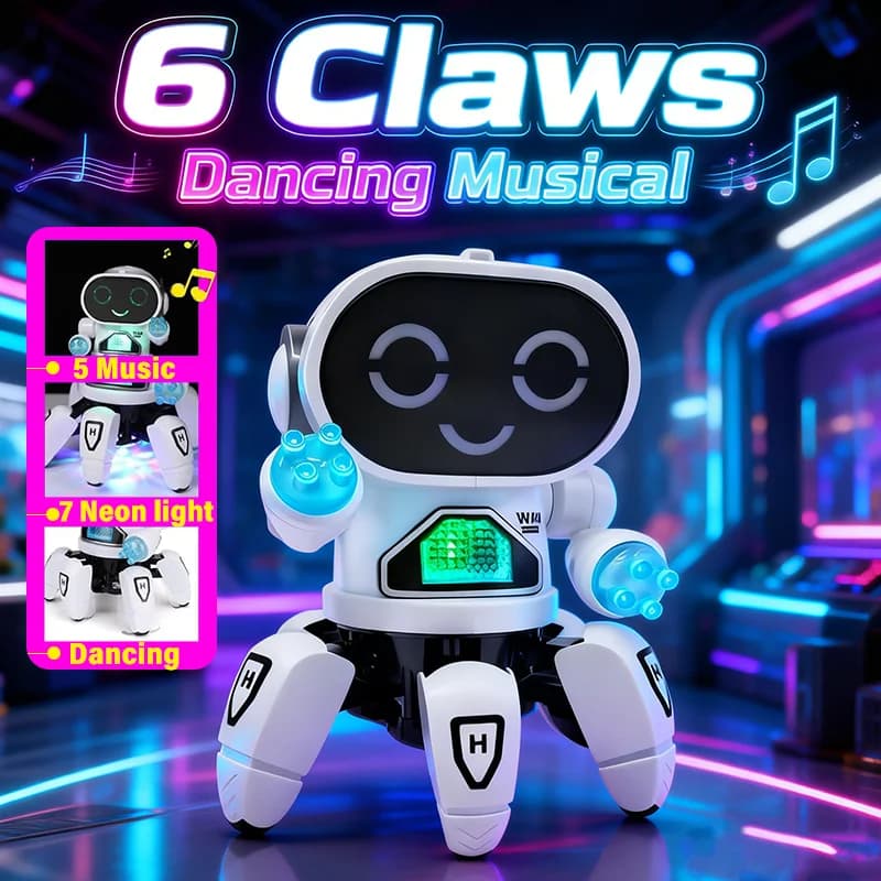 NUOVO Giocattolo Robot Danzante per Bambini con Luci LED, Tentacoli Musicali, Robot Polpo, Giocattoli Educativi per Neonati, Regalo di Compleanno per Bambini e Bambine