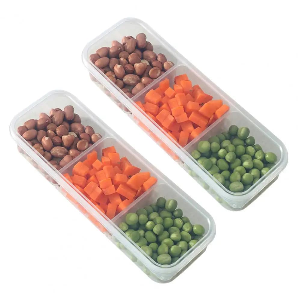Organizzatore per alimenti per frigorifero Scatole sottili per la preparazione dei pasti da 2 pezzi con coperchi Contenitori per snack con scomparti Stretti impilabili per la cucina