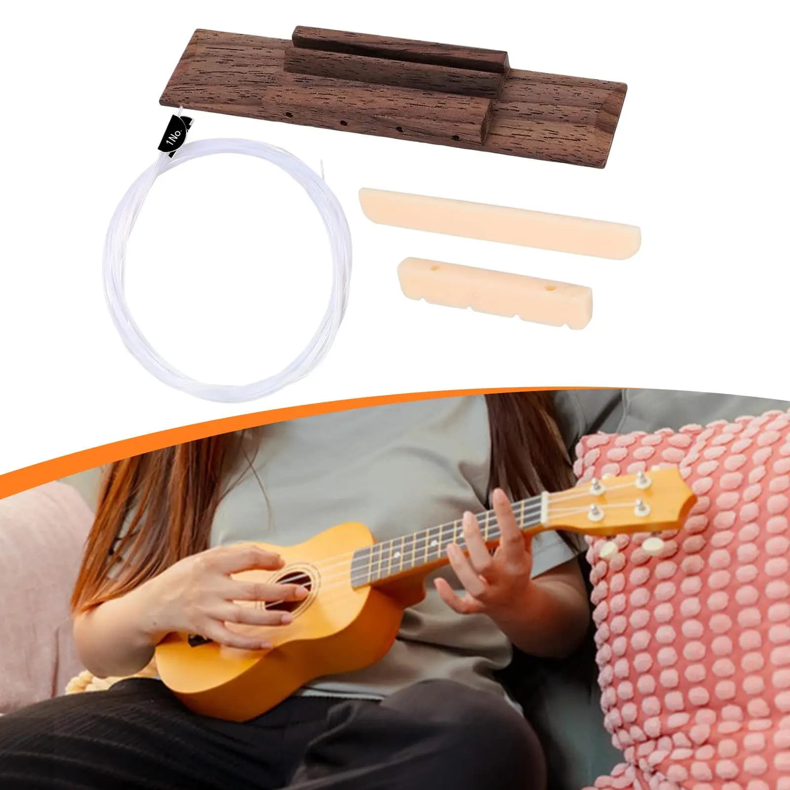 Parti di Ricambio per Ukulele Fai-da-Te, Set di Ponticello, Sellette e Corde in Legno, Accessori per Strumenti Musicali per Principianti
