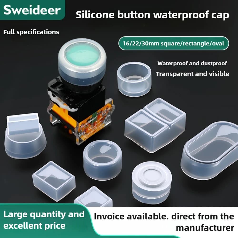Waterproof rubber cover for buttons, 22 mm dust cover, switch protection, 16 mm round silicone cover for double position buttons