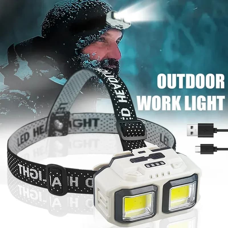 Lampada frontale a LED ricaricabile tramite USB 4 modalità di illuminazione Faro regolabile per campeggio all'aperto Pesca Corsa notturna Illuminazione di emergenza