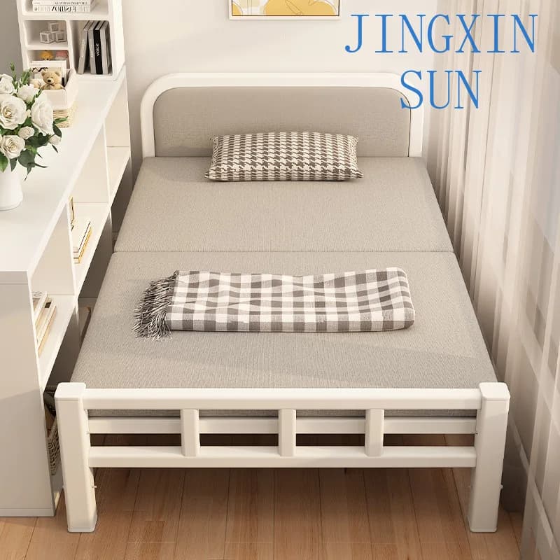 Portable double single folding household lunch break small adult simple rental house 1.2 meters hard board iron