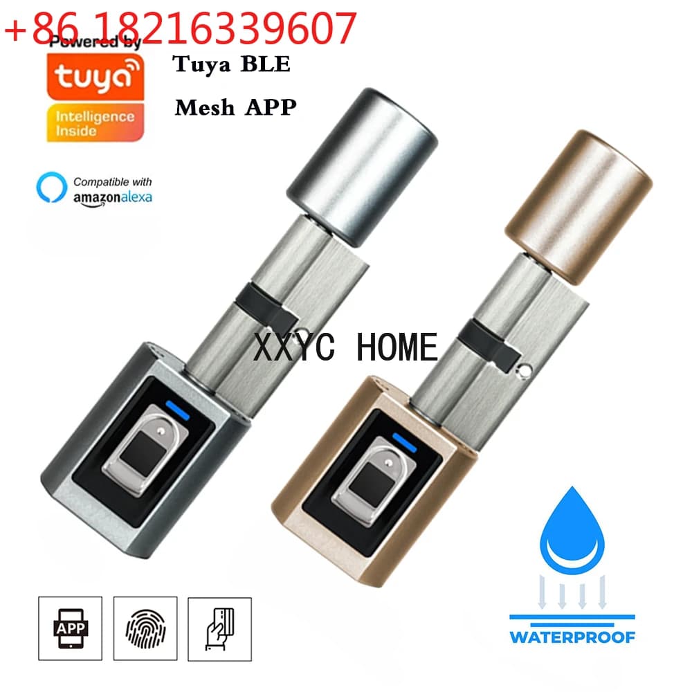 Tuya BLE Serratura elettronica intelligente Telecomando Bluetooth Cilindro intelligente impermeabile Tasti APP per impronte digitali Sblocco scheda per la casa