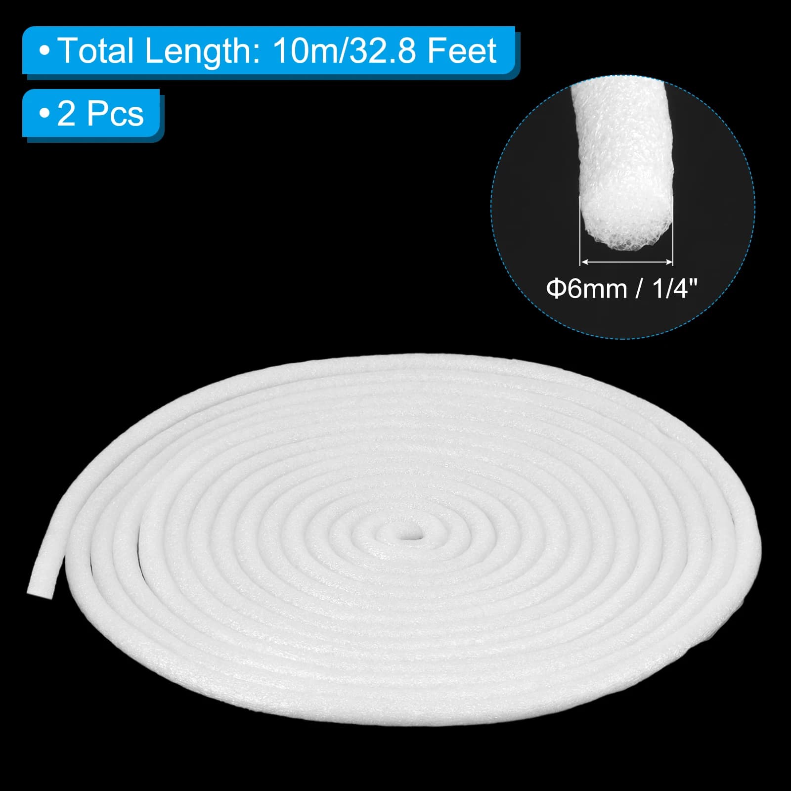 Uxcell 2/5 pieces 1/2/10m support rod for empty spaces and joints white foam rope mastic crack filler roll sealing weather strip for home