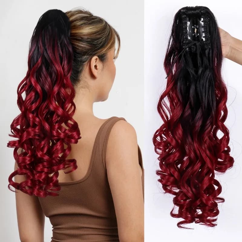 Festival musicale Lady Artiglio per capelli Clip Capelli lunghi ricci Abbigliamento da festa Accessori per partite Parrucca alta coda di cavallo Palla Copricapo Coda di cavallo