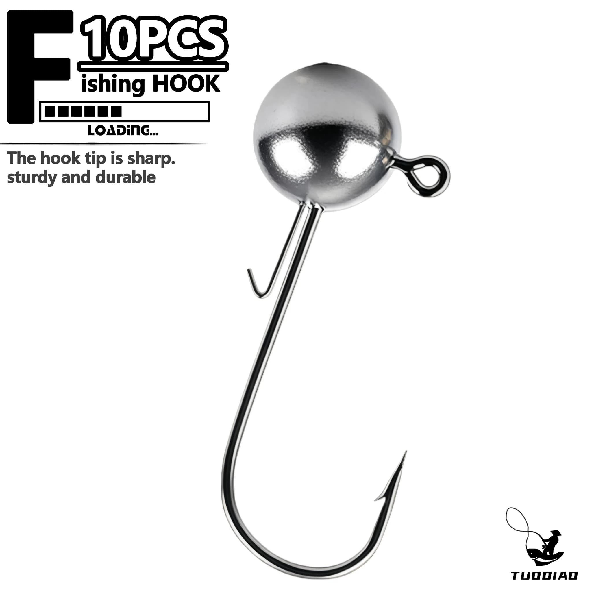 Back Barb Ball Jig Head Hooks 10 Pcs Box Round Lead Jig Hooks Saltwater Freshwater Soft Lure Fishing Tackle