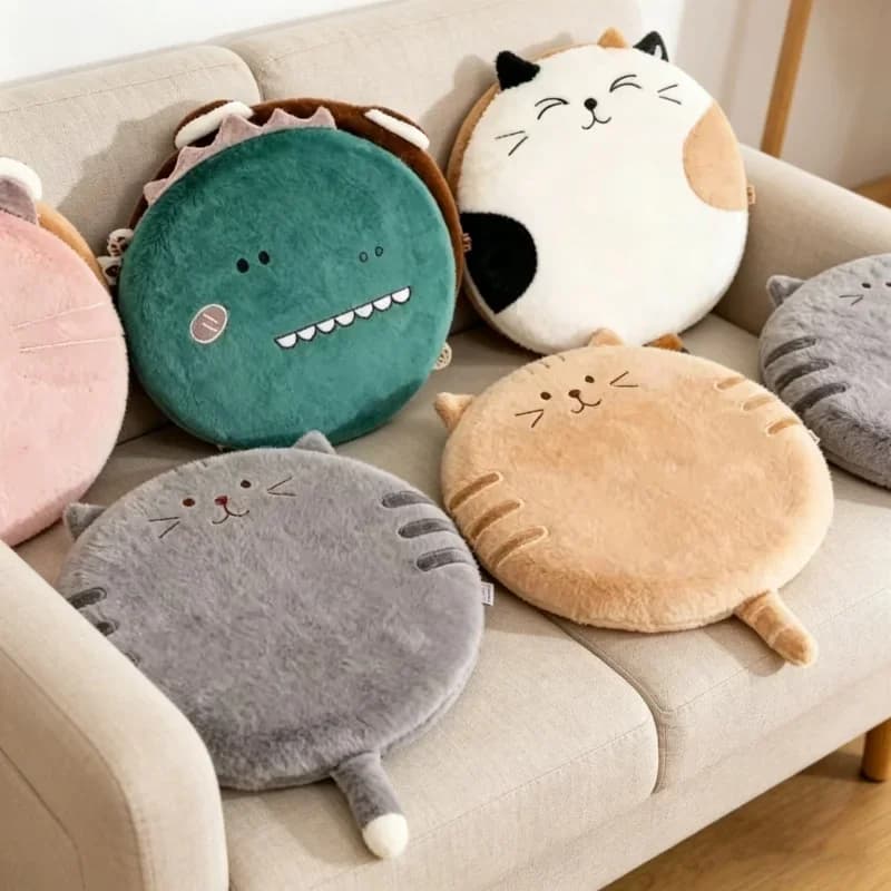 Cuscino Rotondo Tatami a Forma di Gatto, Tinta Unita, in Memory Foam, per Sedia, Cuscino per Fianchi, Comodo, Decorazione Domestica, per Uso Quotidiano Interno