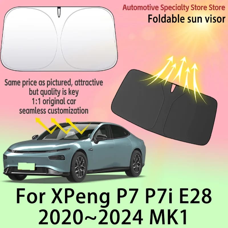 Per XPeng P7 P7i E28 2020 ~ 2024 MK1 Parabrezza Anteriore Parasole Piega Ombra UV Ombra Solare Tenda Da Sole Tenda Privacy Accessori Auto