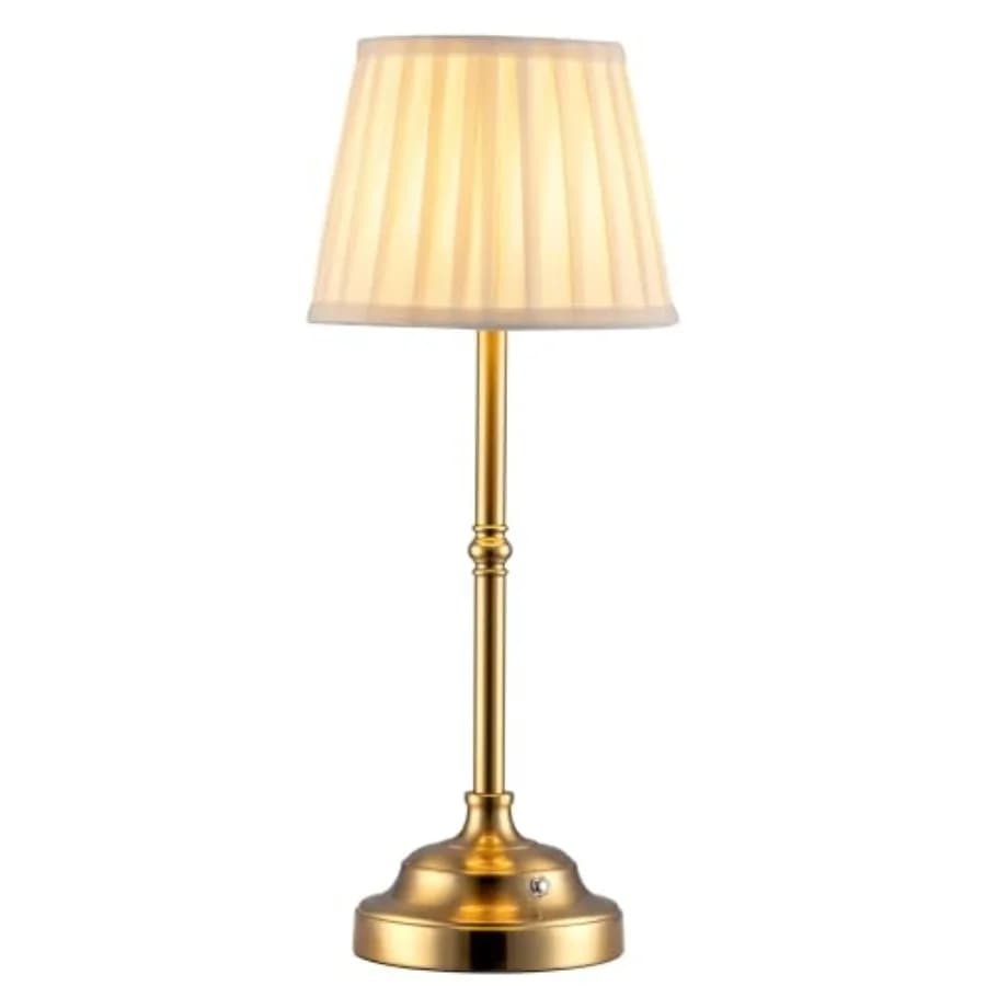 Portables Cordless Table Lamp, Fabric Shade Desk Lamp, 4000mAh Rechargeable Battery Powered Lighting, Dimmable Light for Dining