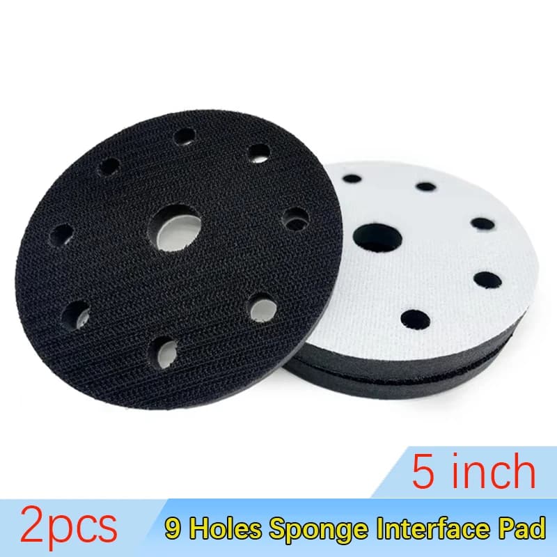 2Pcs 5 Inch 9 Holes Pads Interface Pad For Sanding Disc 125mm Orbital Sander Pads Soft Backing Plate Power Tools