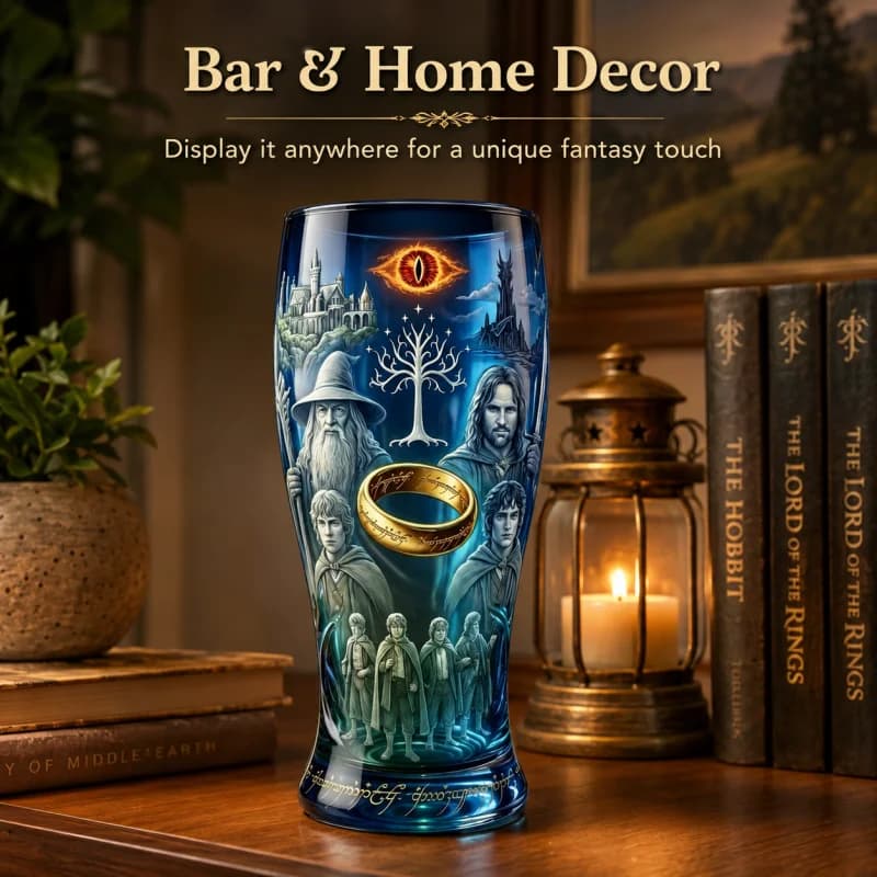 Lord of the Rings Hobbit Beer Glass Middle Earth Themed Printed Drinking Cup Large Capacity Pint Glass for Beer Cocktail Bar