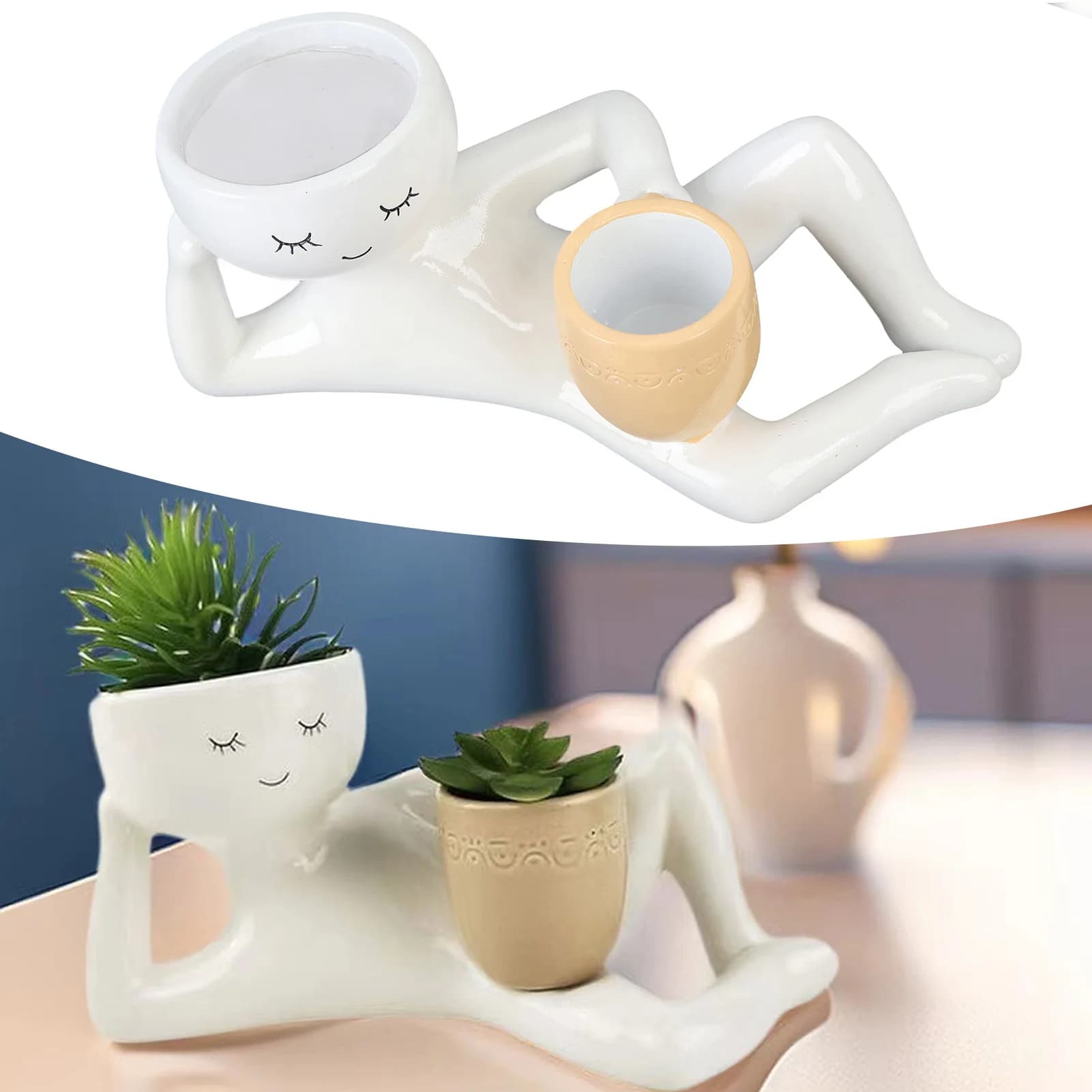 Succulent Vase from creative flowers in breathable synthetic resin for decoration of table ornaments