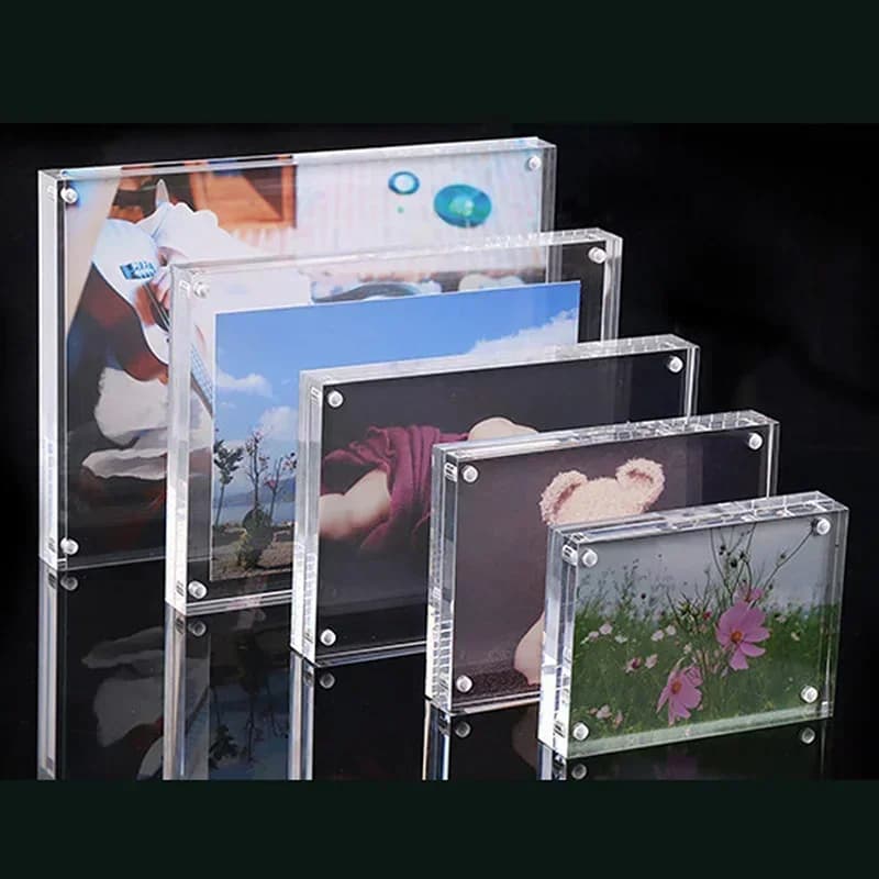 Right Angle Acrylic Photo Frame Set Square Picture Clear Frame Display Transparent 0.8+0.8cm 6*9 9*13