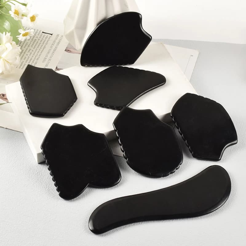 SPA agopuntura raschiando corpo piede schiena viso collo massaggiatore Beauty Guasha Board Black Bian Stone Gua Sha strumenti di massaggio