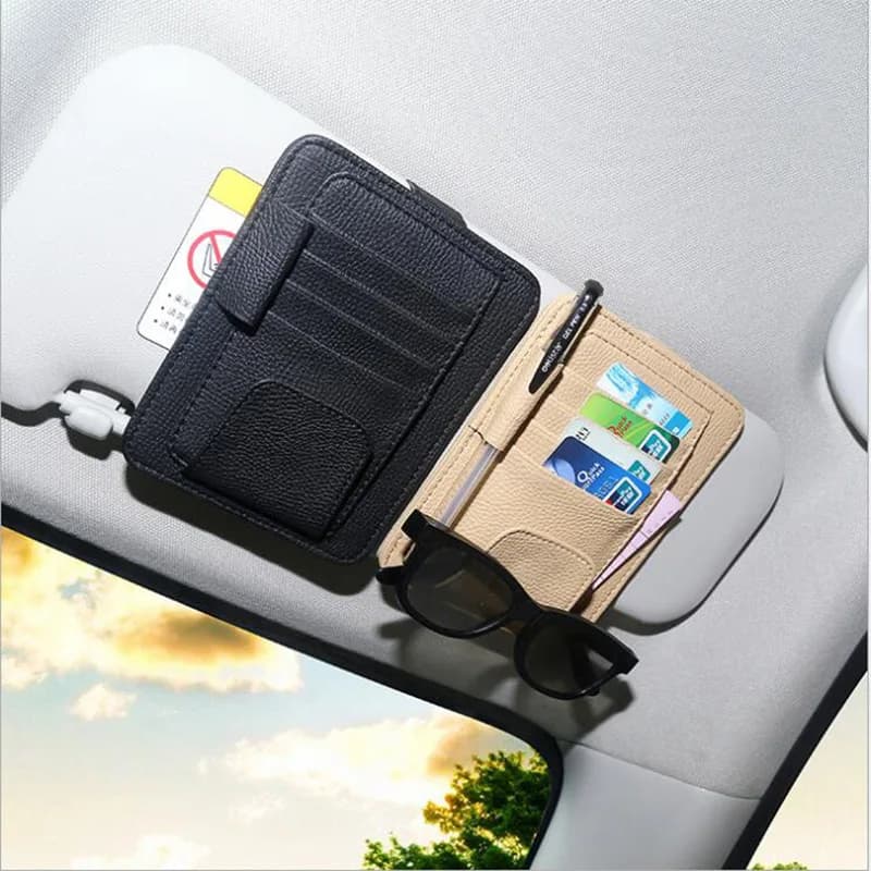 Organizer per Visiera Auto, Portaoggetti Multitasca per Interni Auto, Porta Accessori, Portapenne, Portadocumenti per Auto