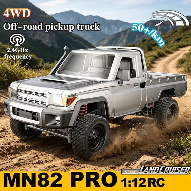 MN82: camioncino fuoristrada 4x4 RC in versione PRO potenziata, scala 1:12 con fari e telecomando a 2,4 GHz – Giocattolo per bambini, ideale come regalo per giocare all'aperto